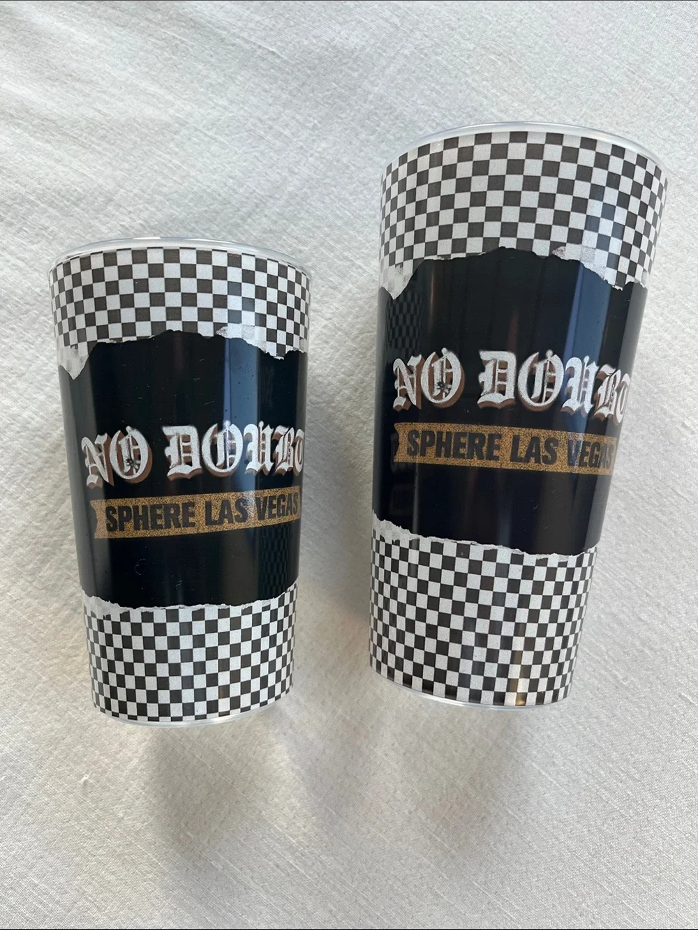 Set of 2 No Doubt at the Sphere Checkered Black & White Cups
